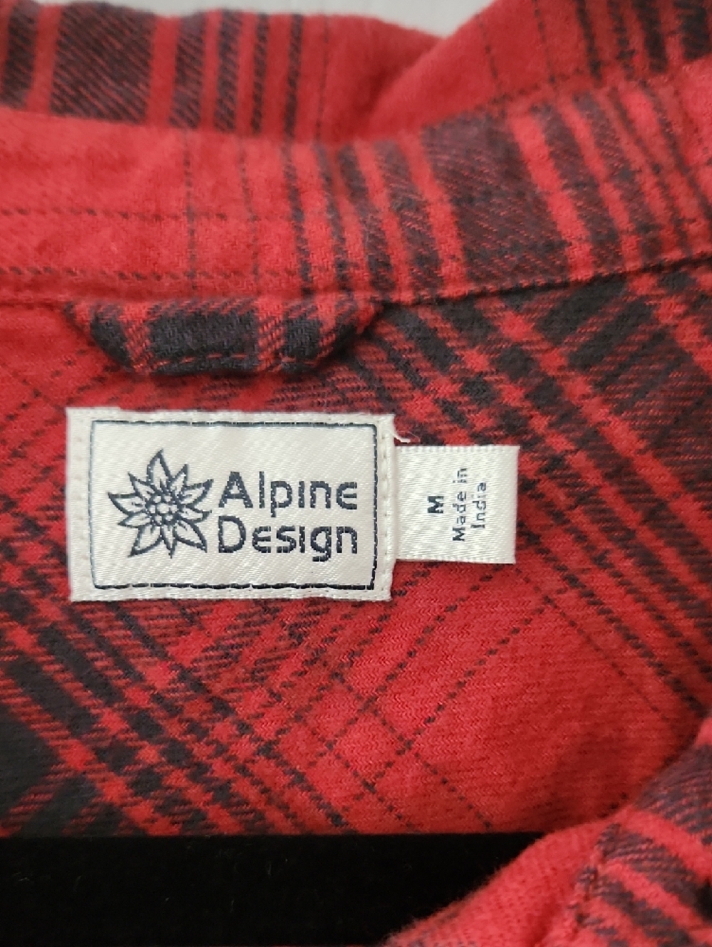 Alpine Red and Black Plaid Button-Down Shirt, Size Medium - Picture 2 of 6